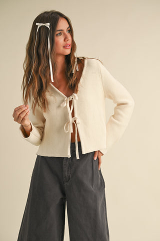 Knit Front Tie Cardigan