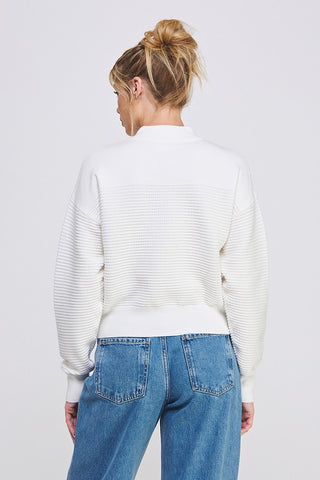 Waffle Knit Quarter Zip Pullover