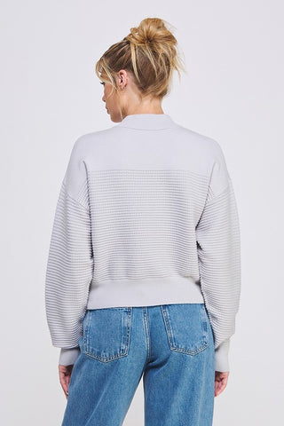 Waffle Knit Quarter Zip Pullover