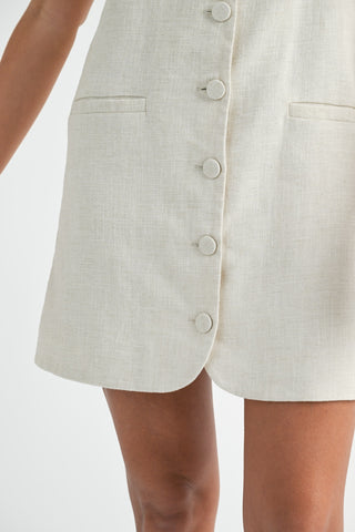 Button Front Linen Mini Dress