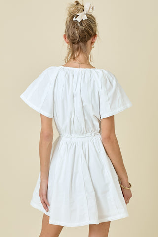 Belted Shirred Mini Dress