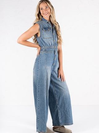 Denim Sleeveless Jumpsuit