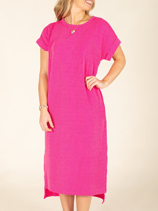 Ribbed Midi Shirt Dress