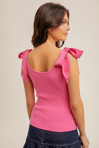 Shoulder Satin Tie Tank Top