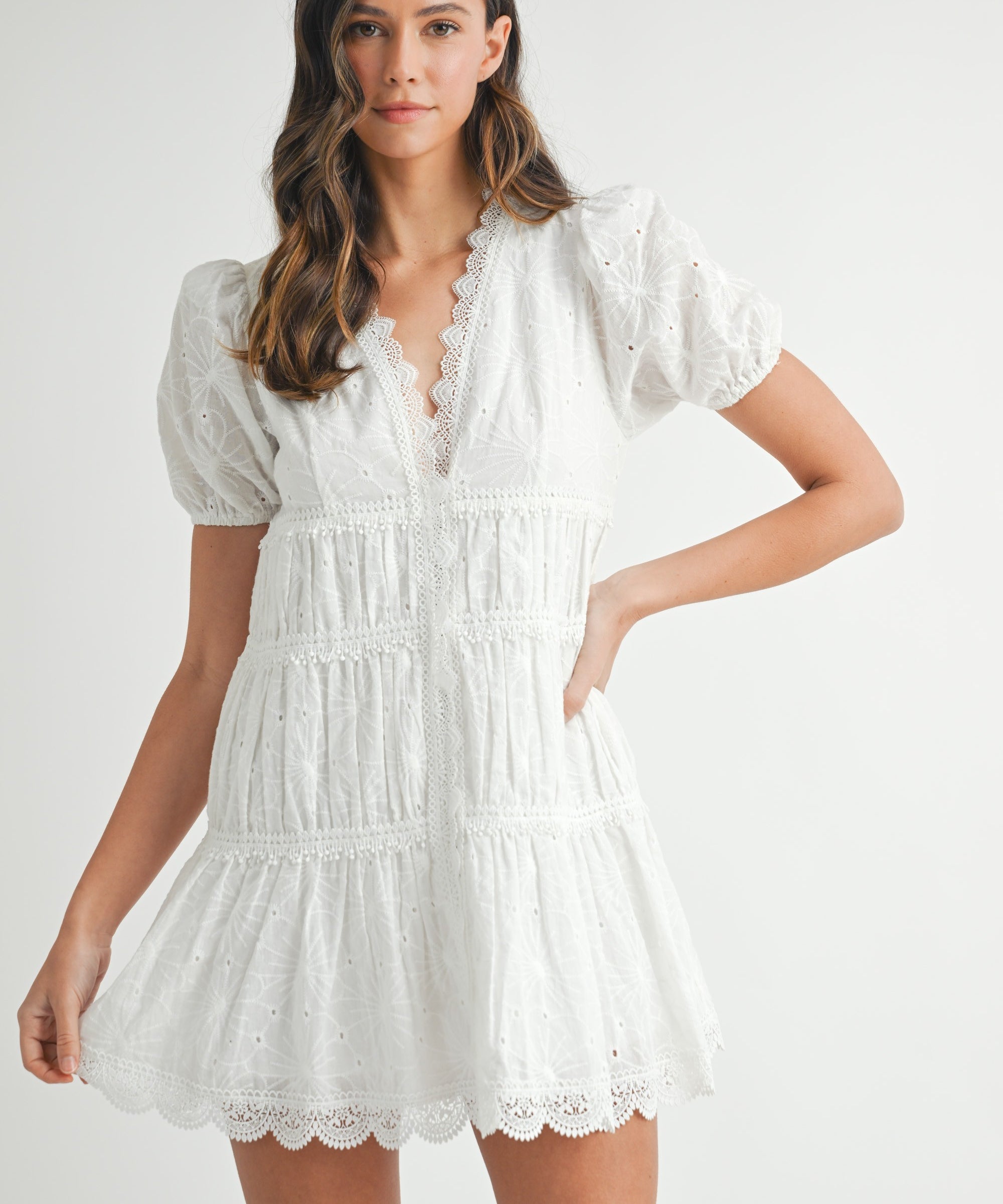 Eyelet Lace Mini Dress (detail view 2)