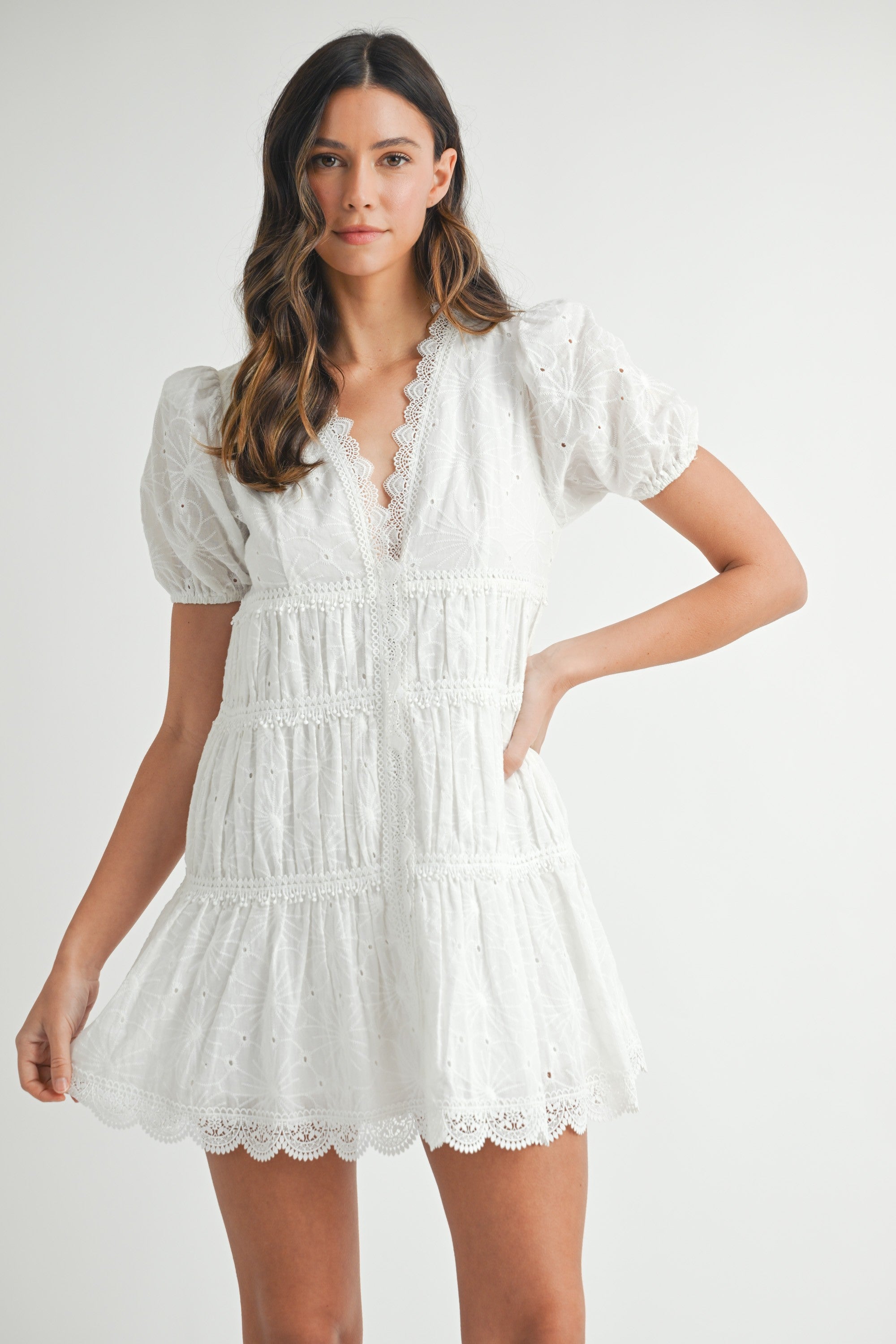 Eyelet Lace Mini Dress (detail view 2)