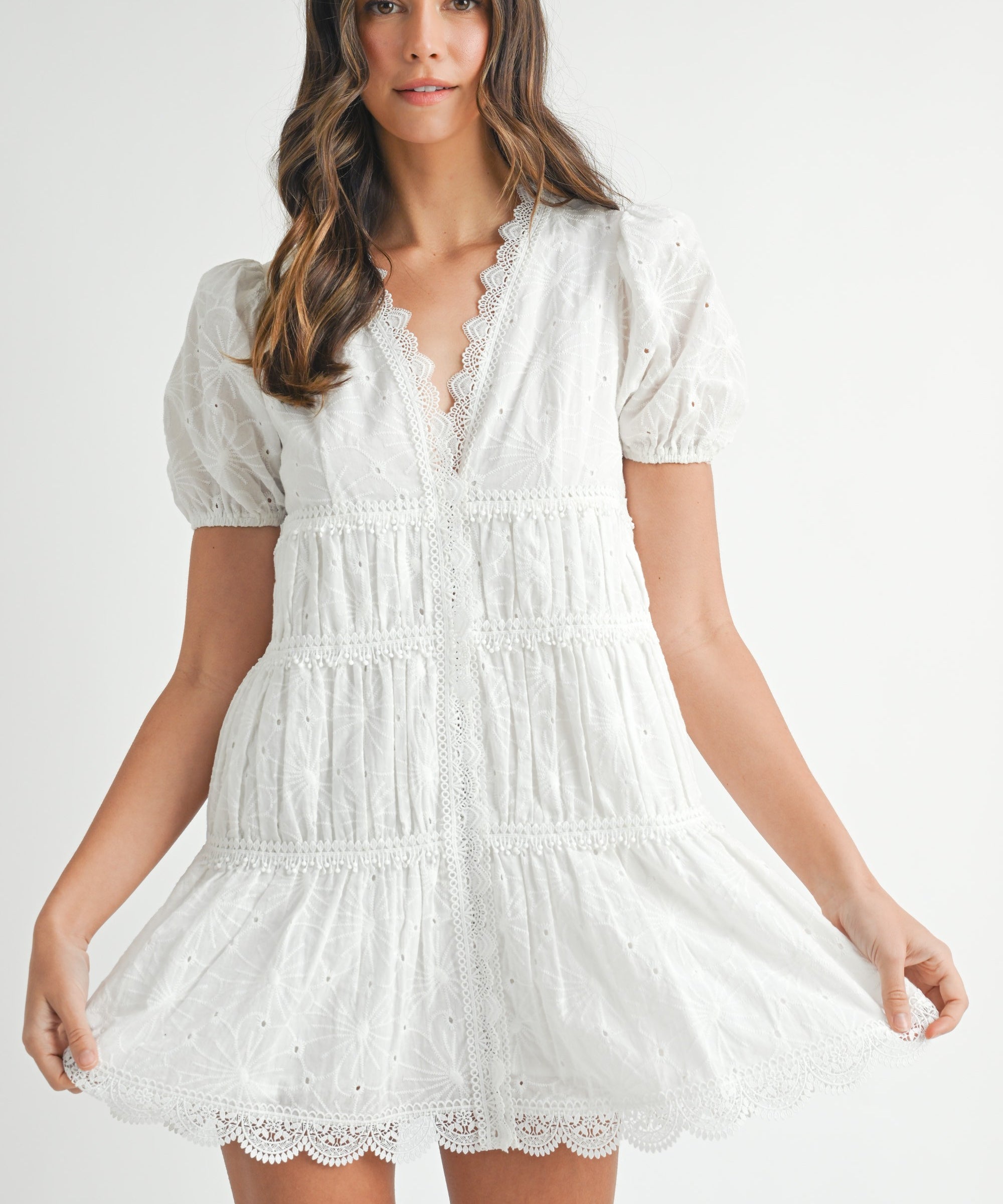 Eyelet Lace Mini Dress