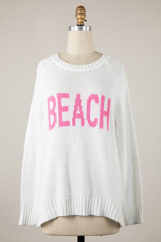 Beach Crewneck Sweater Pink