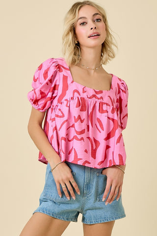 Square Neck Printed Top