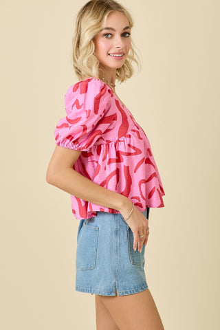 Square Neck Printed Top