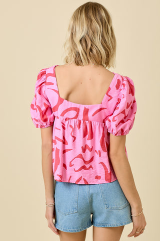 Square Neck Printed Top