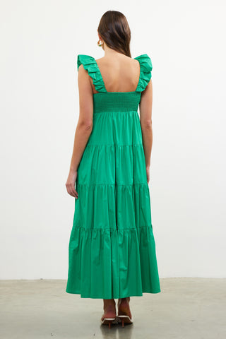 V-Neck Poplin Maxi Dress