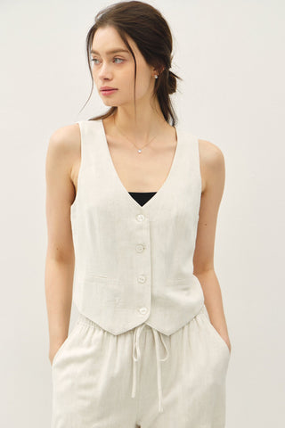 Linen Button-Front Vest