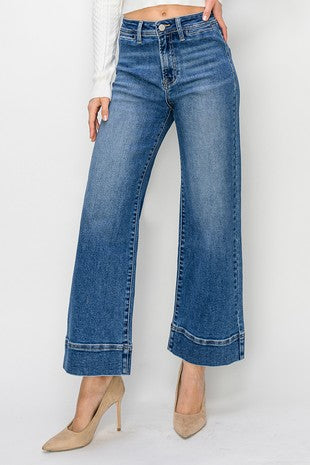 High Rise Wide Hem Jeans