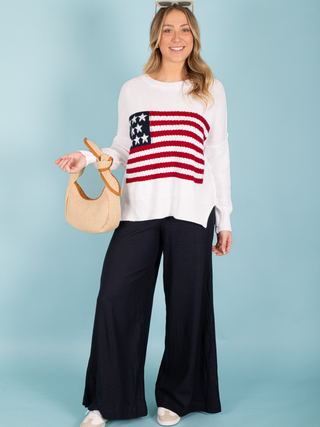 Flag Crochet Knit Sweater