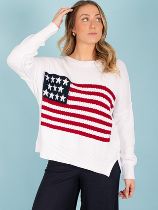 Flag Crochet Knit Sweater