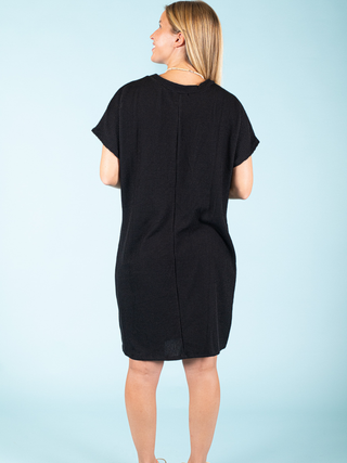 Ribbed Pocket Mini Dress Black