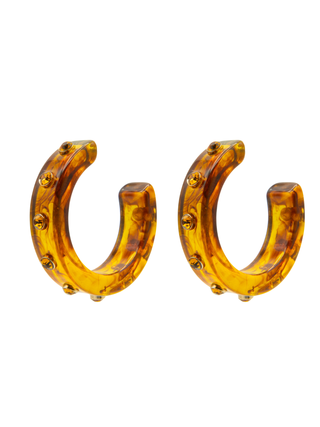 Crystal Acetate Hoops-Tortoise