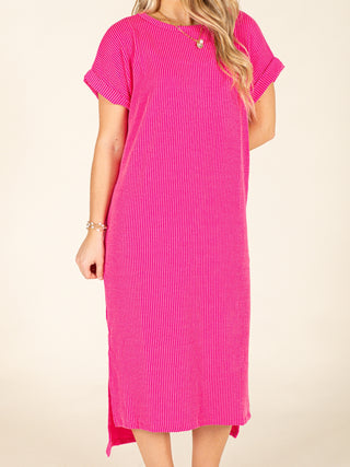 Ribbed Midi Shirt Dress