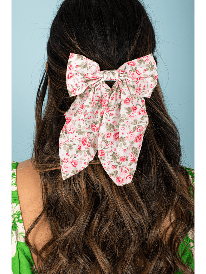 Flower Printed Hair Bow