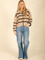 Stripe Double Zip Sweater