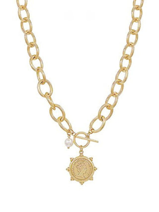 Chunky Coin and Pearl Necklace