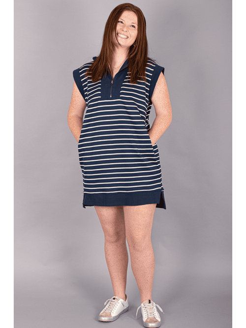 Striped Nautical Sweatshirt Mini Dress