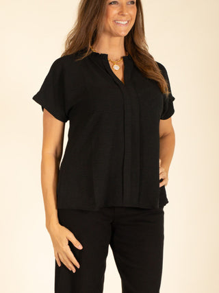 Ruffle Collar V-Neck Top