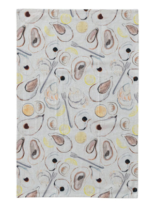 Cotton & Linen Oyster Tea Towel Oysters with Forks