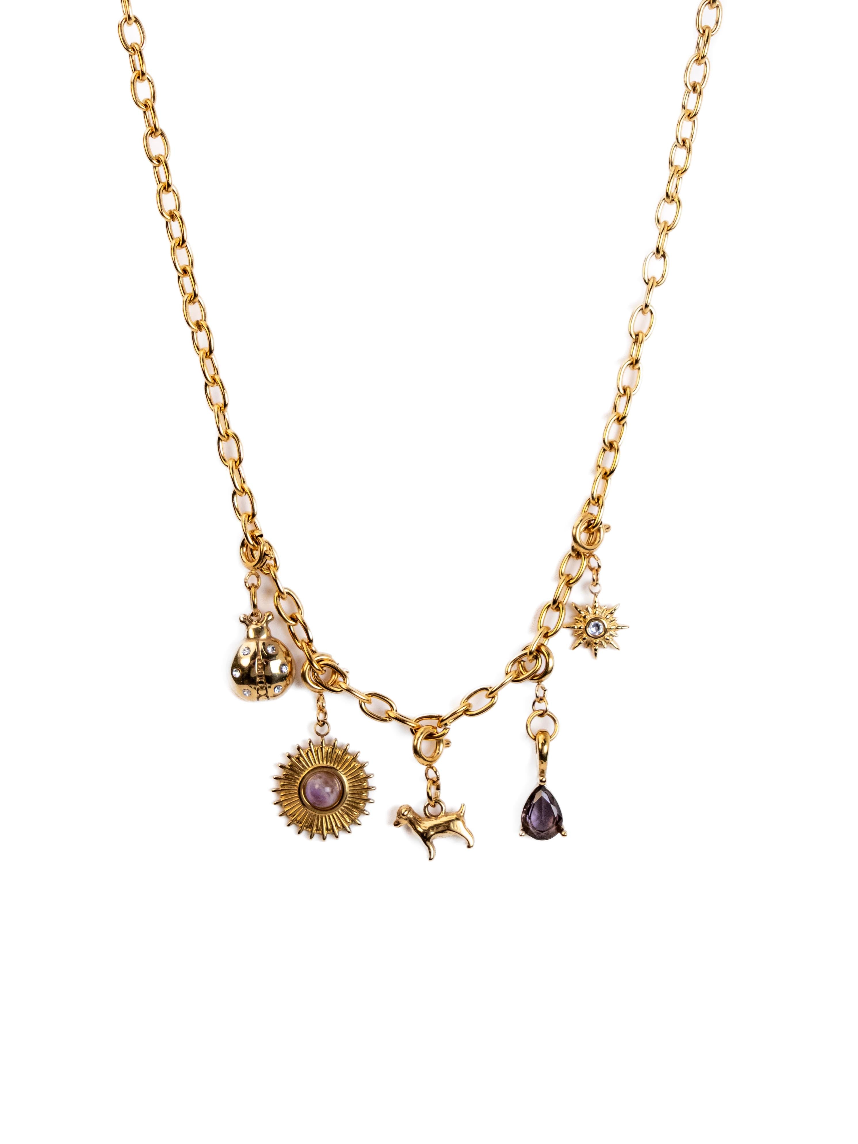 Waterproof Purple Starburst Charm – Gold-Plated, Tarnish-Free & Hypoallergenic (detail view 2)