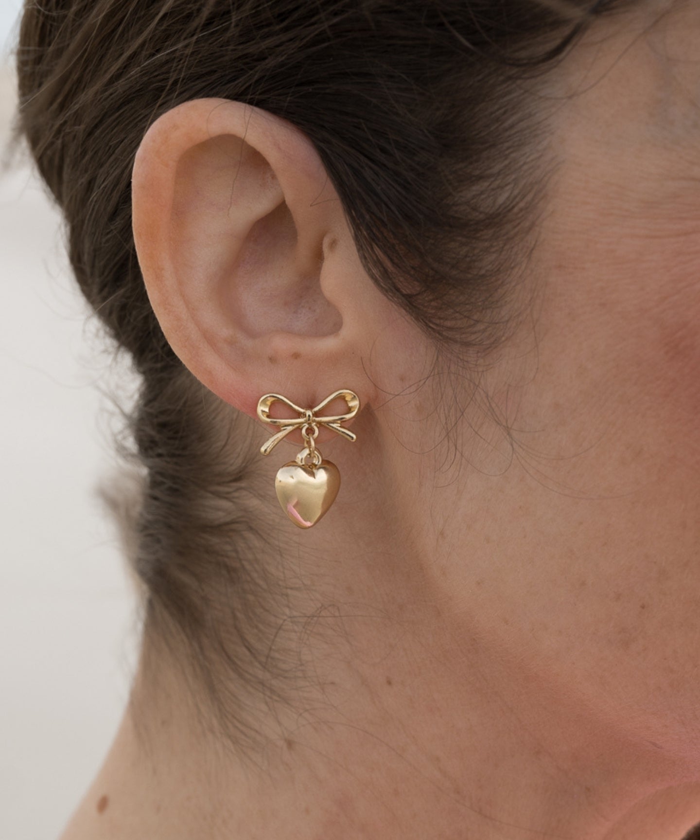 Ribbon & Heart Dangle Earrings