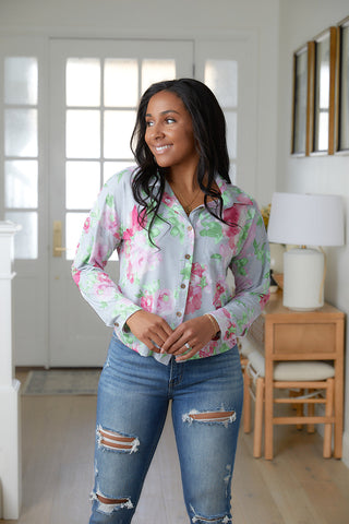 Open Back Floral Top