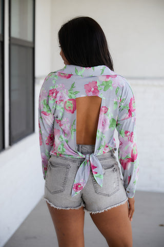 Open Back Floral Top