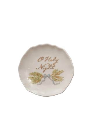 Scalloped Stoneware Plate with Gold Accent