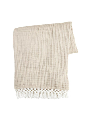 Macrame Muslin Throw Taupe