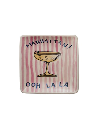 Stoneware Striped Drink Plate Manhattan! Ooh La La