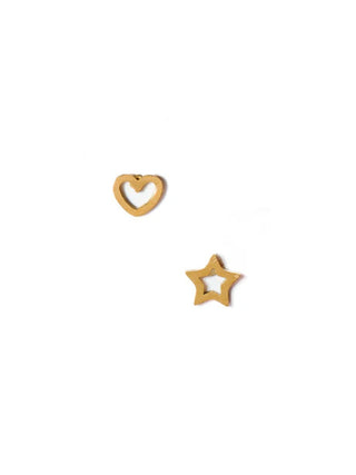 Gold Heart & Star Mix Flatback Stud Earrings