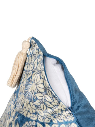 Vintage Floral Velvet Pillow with Tassels