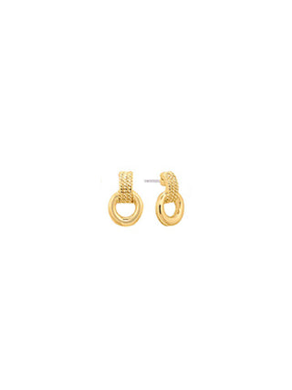 Pearl & Bow Metal Earrings Gold Hoops