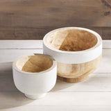 White Two-Tone Wood Bowl