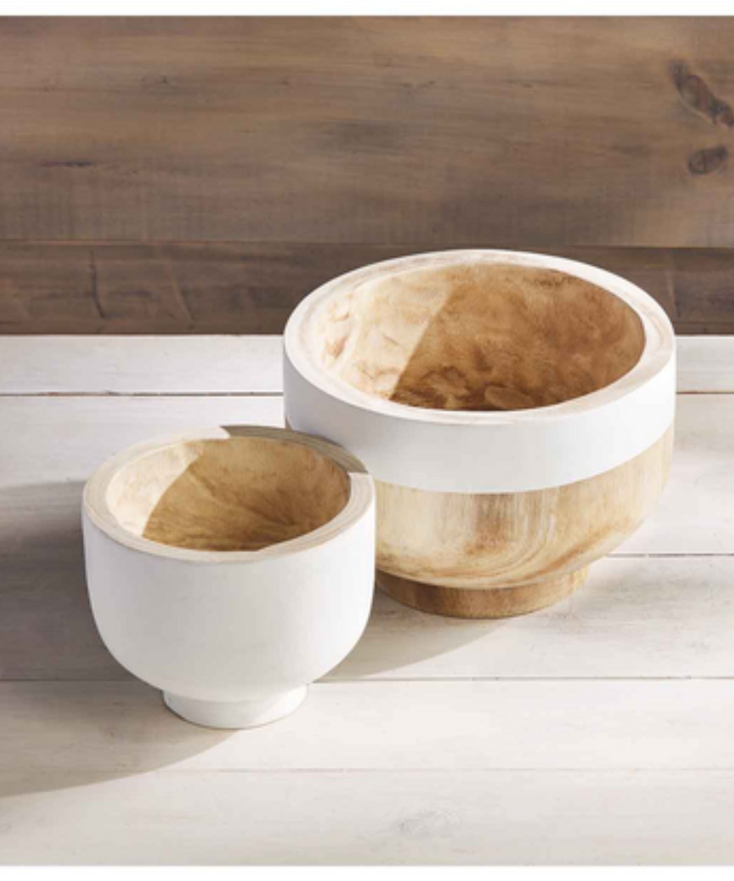 White Two-Tone Wood Bowl