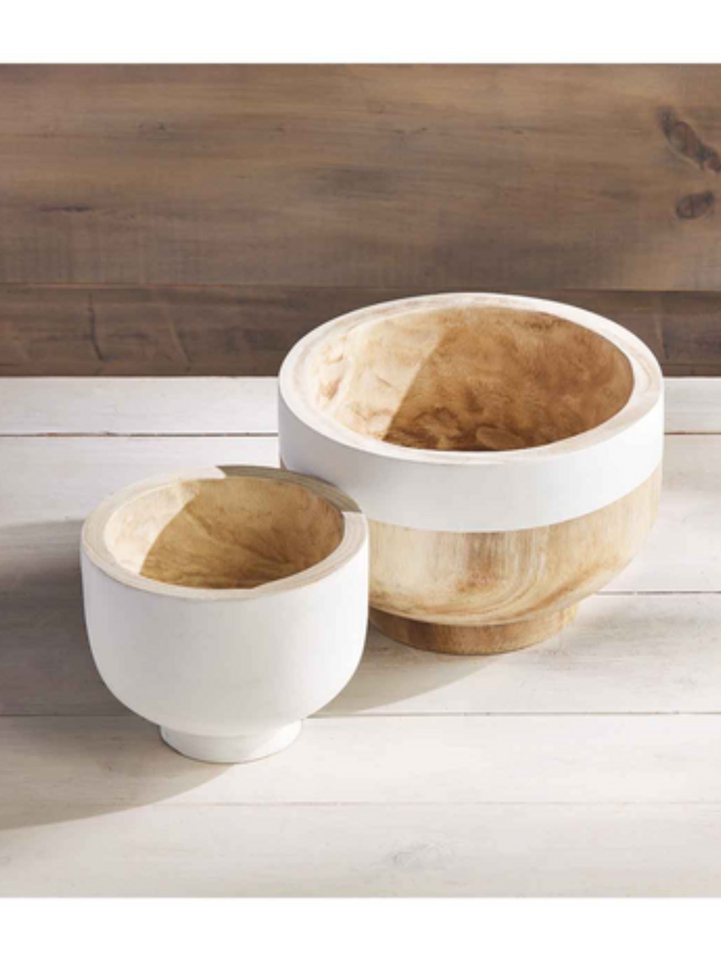 White Two-Tone Wood Bowl