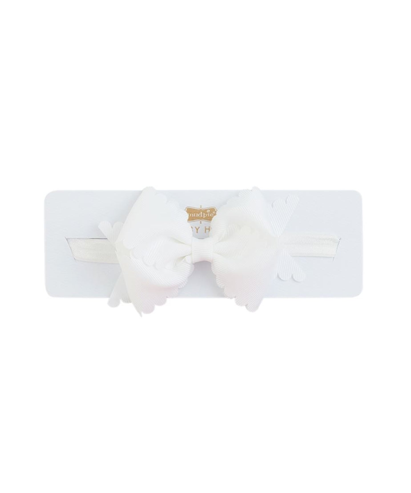 Scallop Bow Headband White
