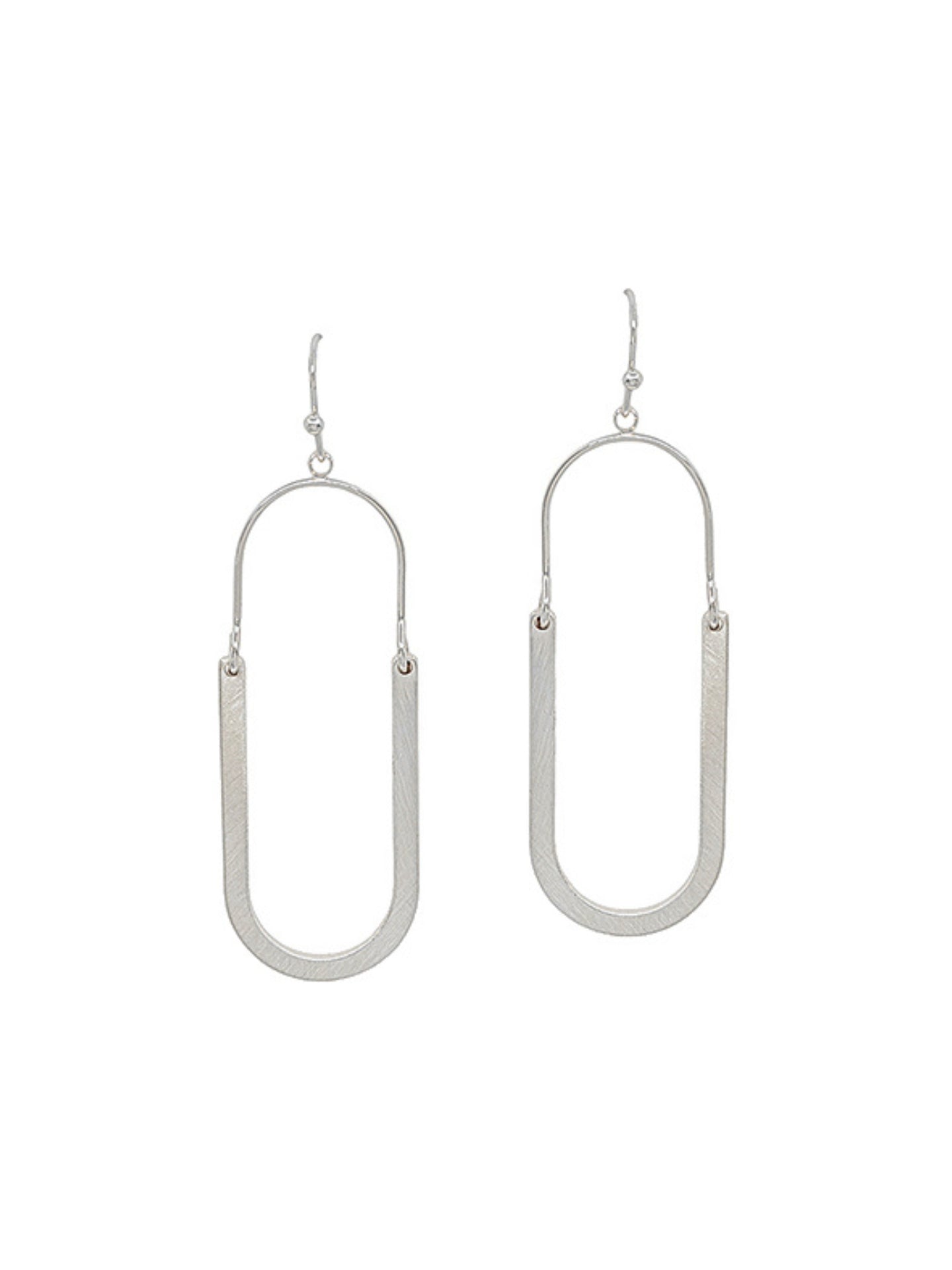 Oval Shape Wire Earrings Matte Silver