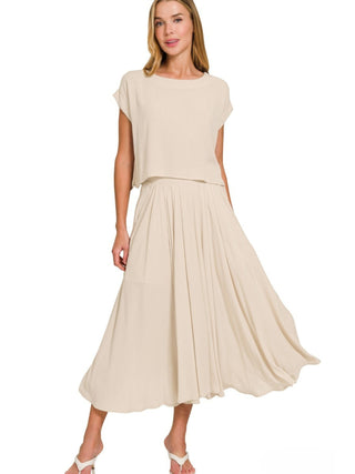 Woven Maxi Skirt Beige