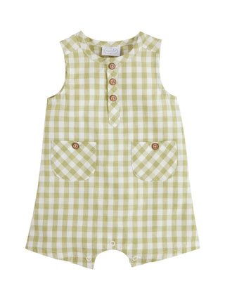 Gingham Overalls Green