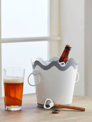 Scalloped Metal Ice Bucket Set