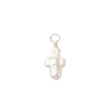 Keshi Pearl Cross Charm Silver