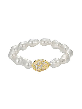 CZ Teardrop & Baroque Pearl Bracelet