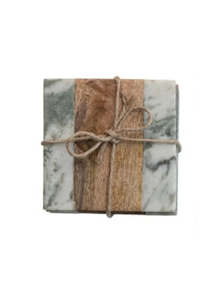 Marble & Wood Coasters Set